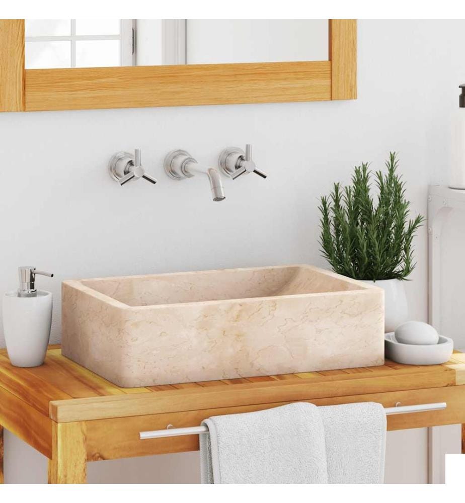 Lavabo 45x30x12 cm marbre crème brillant