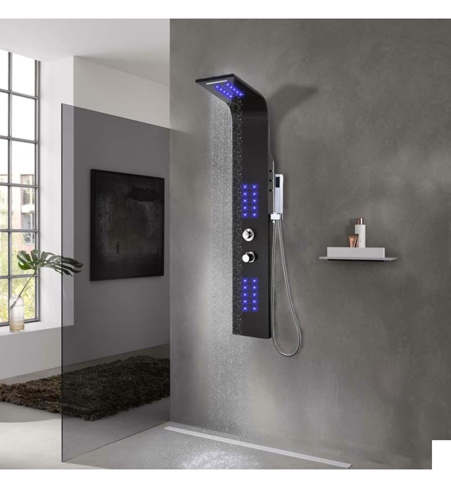 Panneau de douche aluminium 20x44x130 cm noir