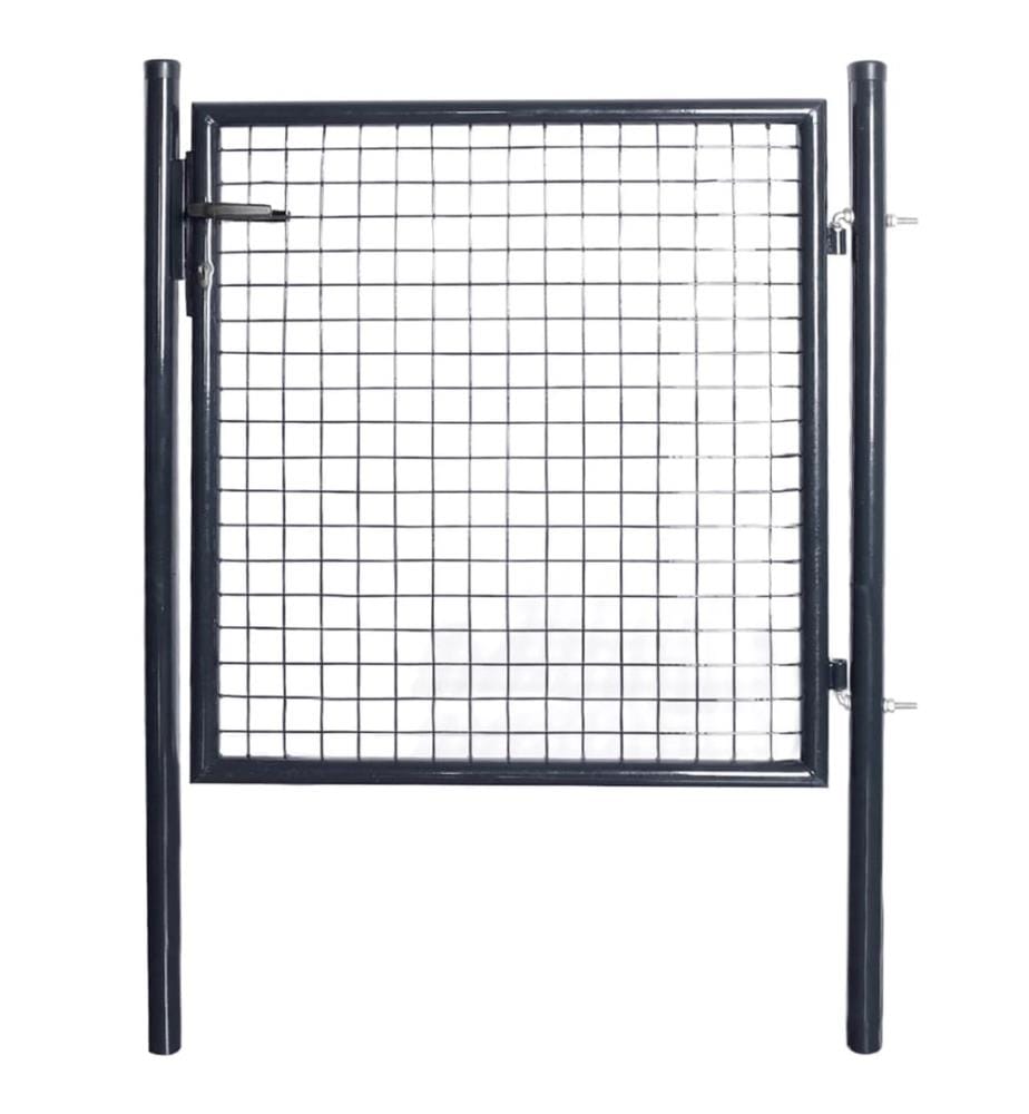 Portail de jardin grillagé en acier galvanisé 100 x 100 cm Gris