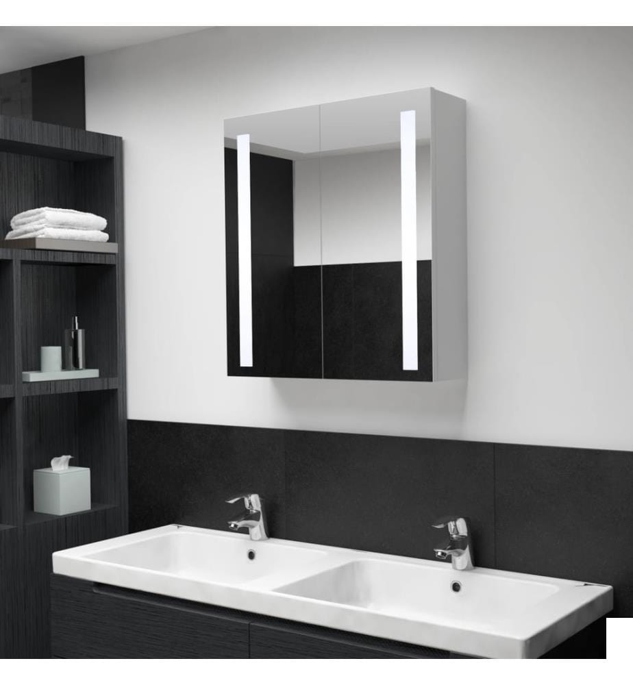 Armoire de salle de bain à miroir LED 60x14x62 cm