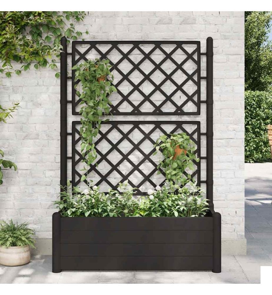 Jardinière avec treillis 100x43x142 cm PP Anthracite