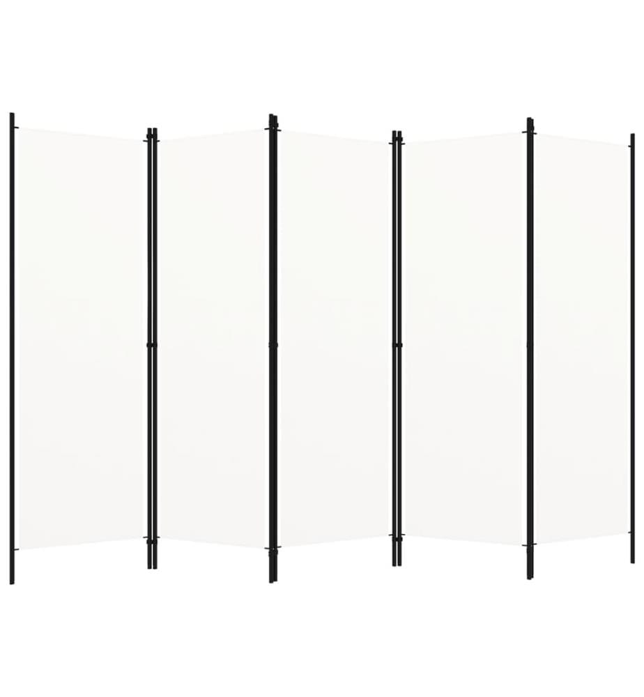 Cloison de séparation 5 panneaux Blanc 250x180 cm