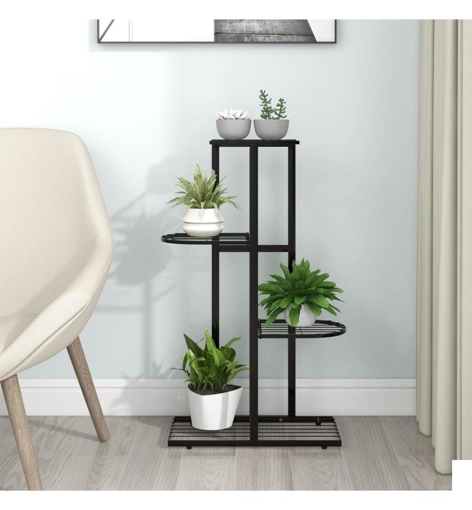 Support pour plantes 4 niveaux 43x22x76 cm Noir Métal