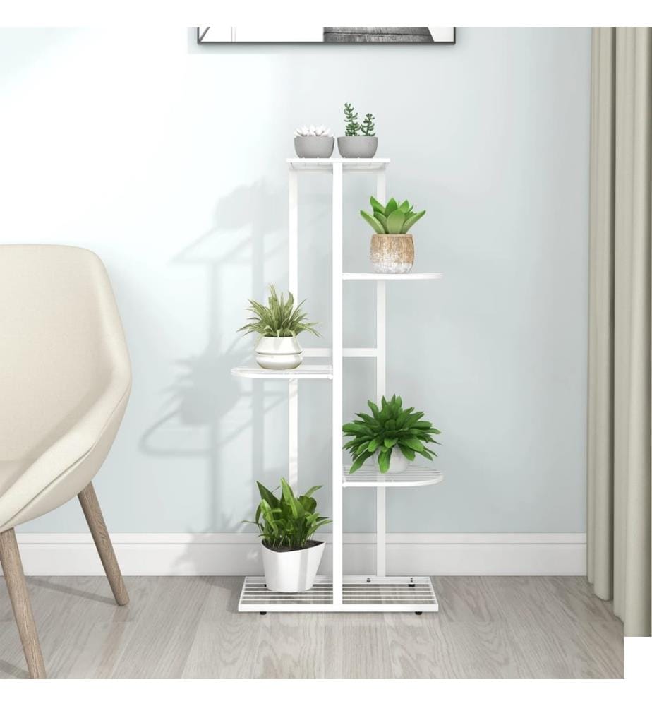 Support pour plantes 5 niveaux 43x22x98 cm Blanc Métal