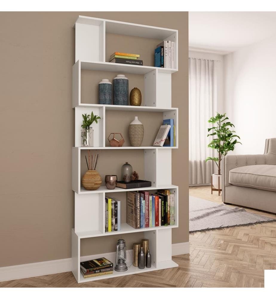 Bibliothèque/Séparateur de pièce Blanc Bois d'ingénierie