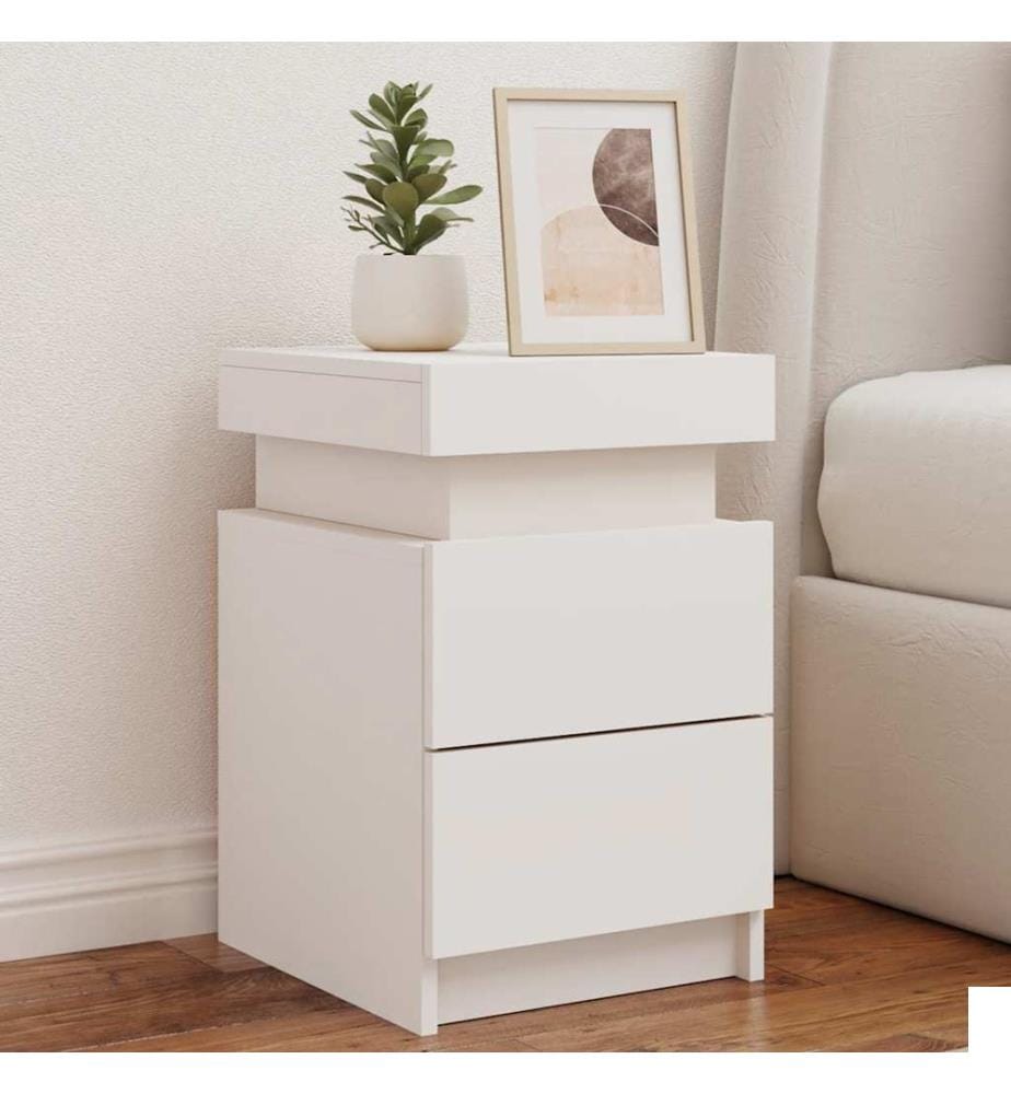 Table de chevet avec lumières LED blanc 35x39x55 cm