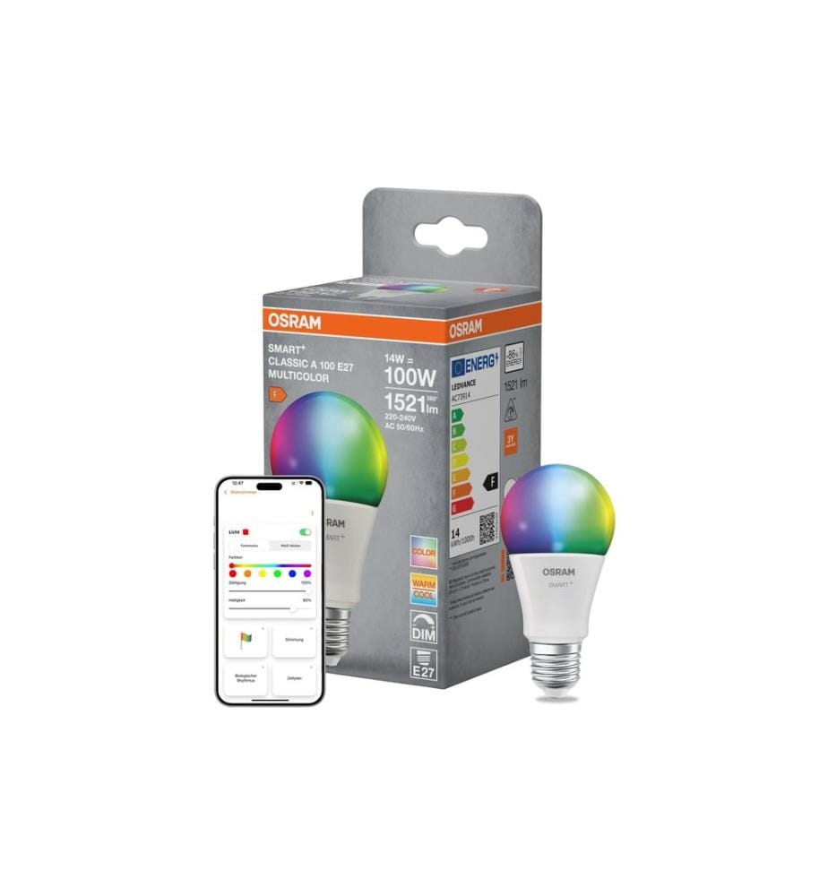 OSRAM - Ampoule A100 SMART+ MATTER, E27, 14 W, RGBW