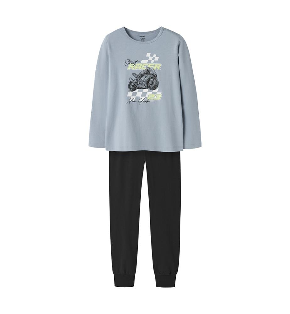 Ensemble pyjama - Bleu poussiéreux avec pantalon noir