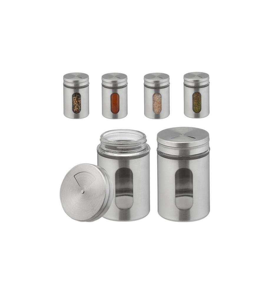 RELAXDAYS - Pot à épices XL Argenté/Transparent, 6 pièces