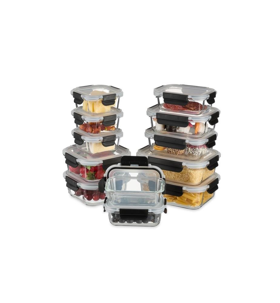 RELAXDAYS - Boîte à provisions Set avec couvercle 12 pièces, Transparent