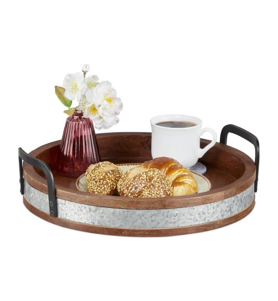 RELAXDAYS - Plateau de service Marron/argent/noir