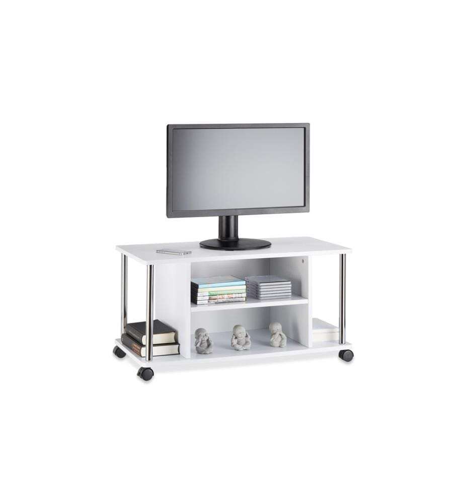 RELAXDAYS - Meuble TV avec roulettes, 80 x 40 cm, blanc