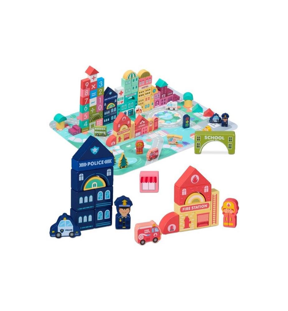 RELAXDAYS - Set de cubes en bois Ville