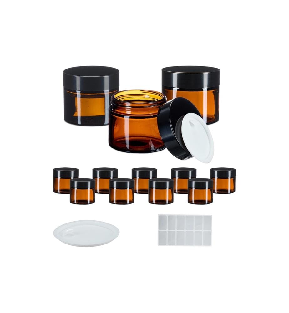 RELAXDAYS - Pot à pommade en verre brun 60 ml, 12 pièces