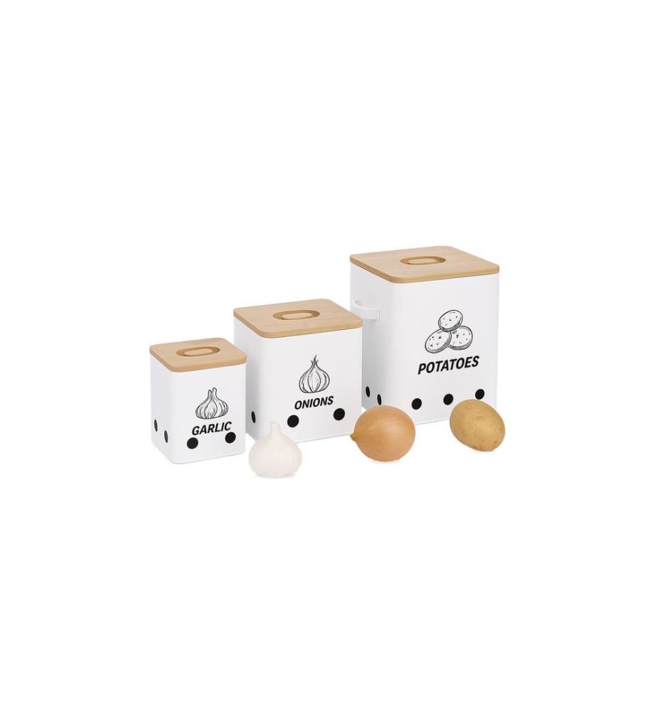 RELAXDAYS - Bac à pommes de terre Set de 3 pièces, blanc