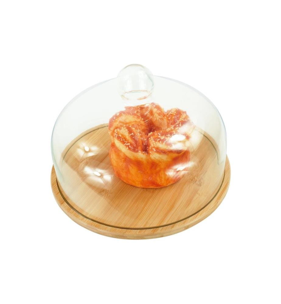 RELAXDAYS - Plateau à gâteau avec couvercle en verre Brun clair