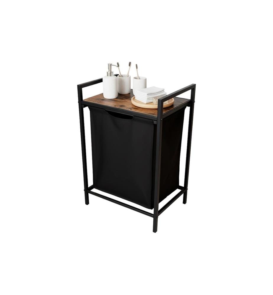 RELAXDAYS - Corbeille à linge 65 L Noir/marron