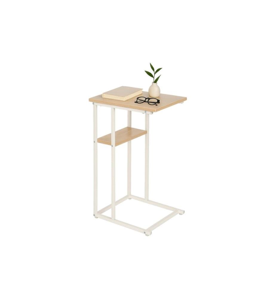 RELAXDAYS - Table d'appoint en forme de C 60 x 40 brun clair/blanc