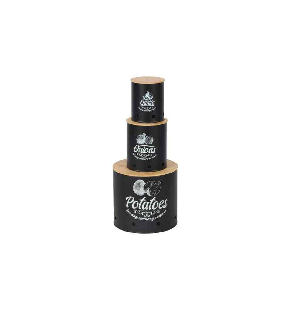 RELAXDAYS - Boîte de rangement set de 3 couvercles ronds en bambou
