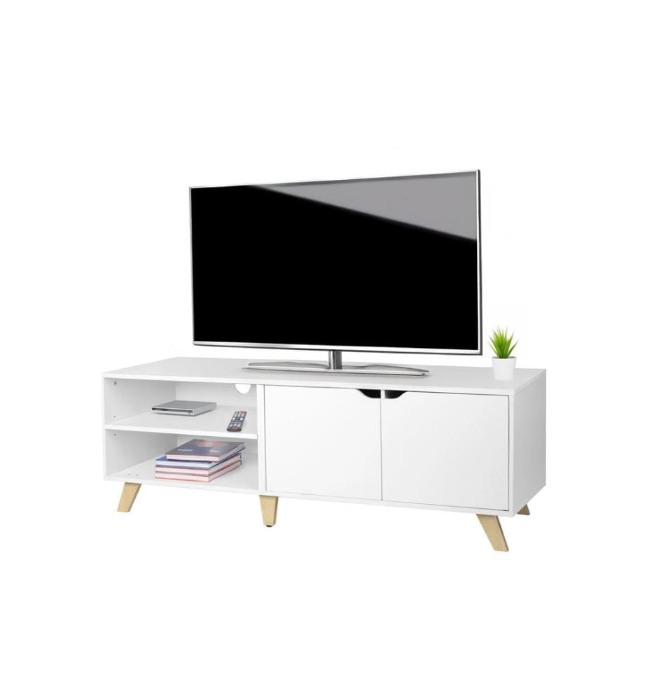 RELAXDAYS - Meuble TV Style vintage 140 cm, blanc 60 pouces