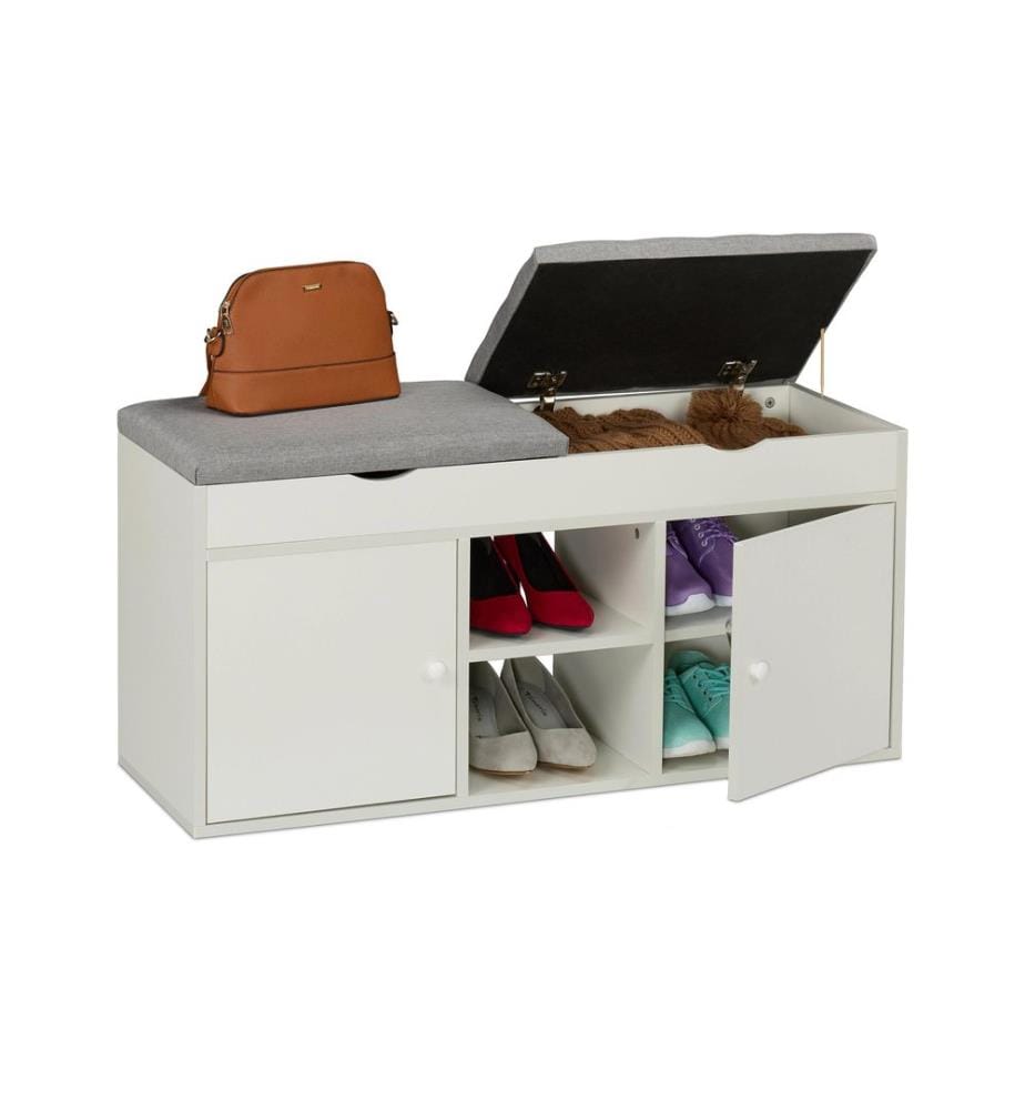 RELAXDAYS - Banc à chaussures avec assise, 100 x 49.5 cm, Blanc