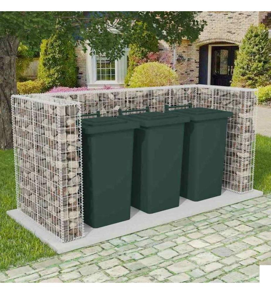 Cadre de gabion de poubelle triple Acier 250 x 100 x 120 cm