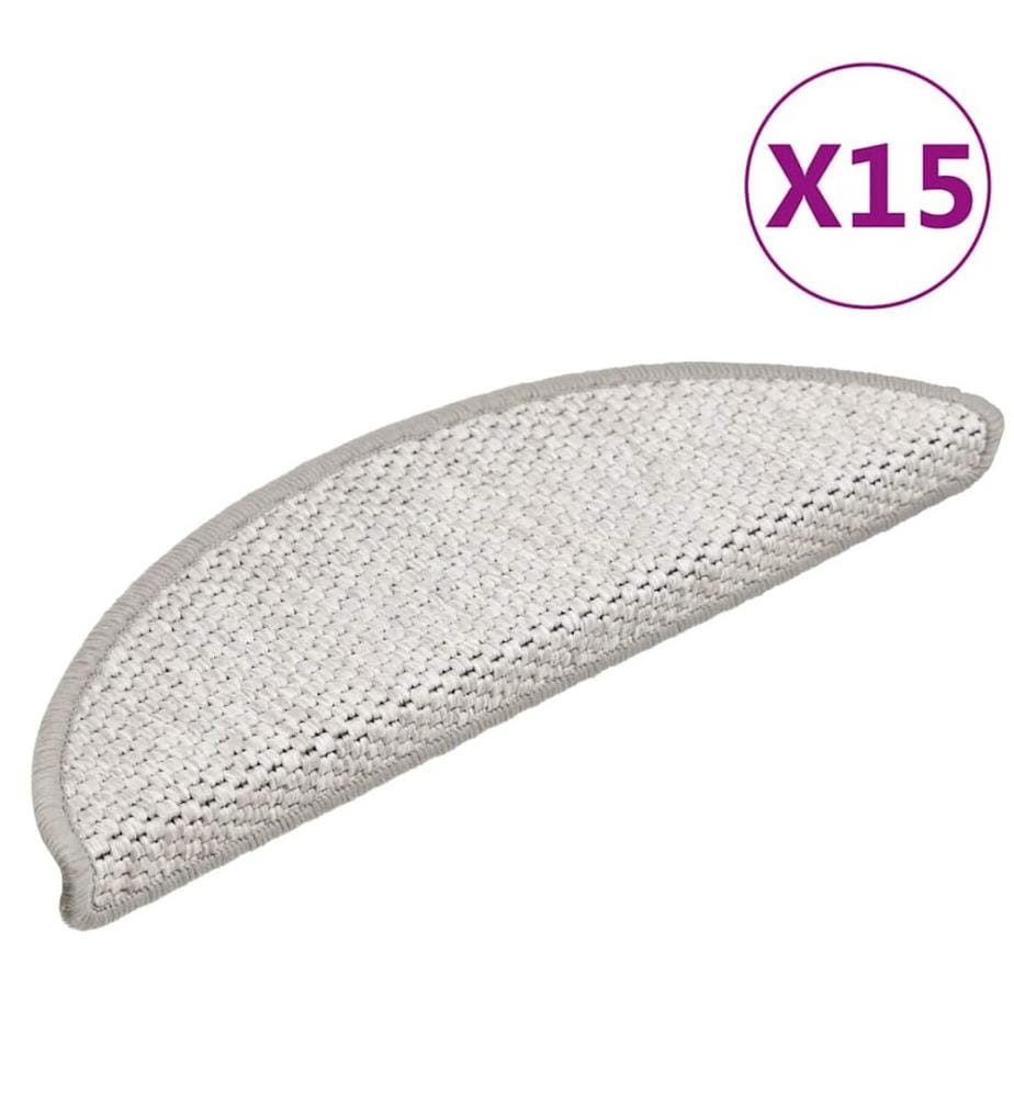 Tapis d'escalier autocollants aspect sisal 15 pcs 56x17x3 cm