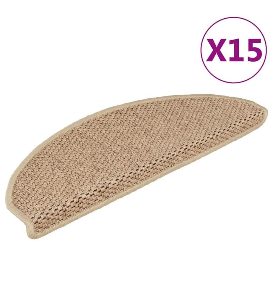 Tapis d'escalier autocollants 15 pcs 65x21x4 cm Sable