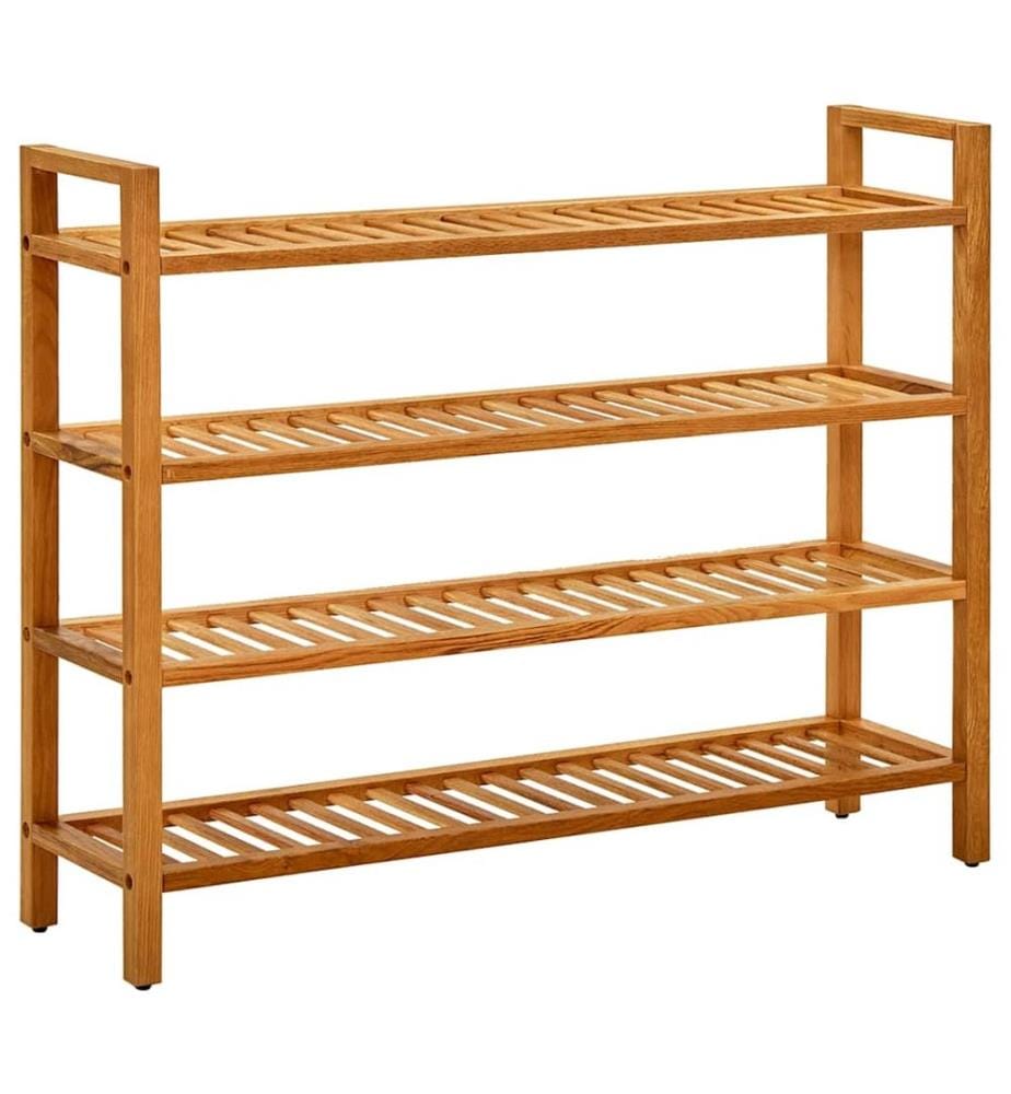 Étagère à chaussures à 4 niveaux 100x27x80 cm Chêne massif