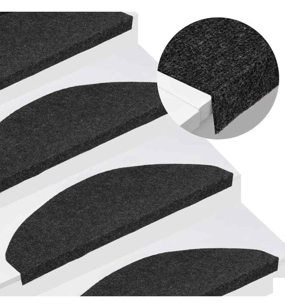Tapis d'escalier auto-adhésifs 30 pcs noir 65x22,5x3,5 cm