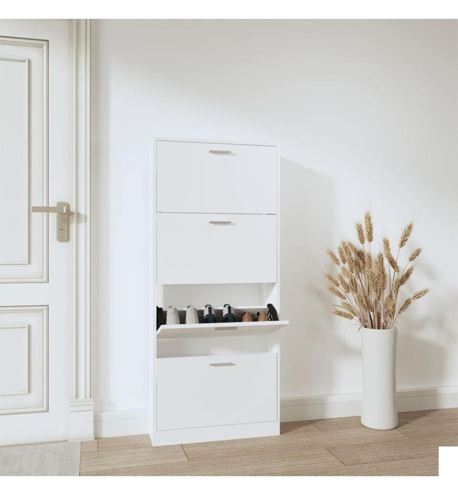 Armoire à chaussures Blanc 59x17x150 cm Bois d'ingénierie
