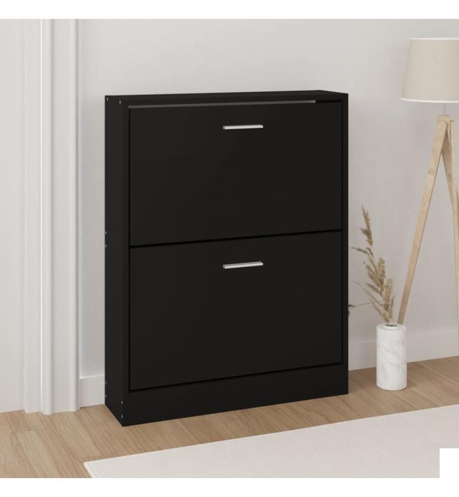 Armoire à chaussures Noir 59x17x81 cm Bois d'ingénierie