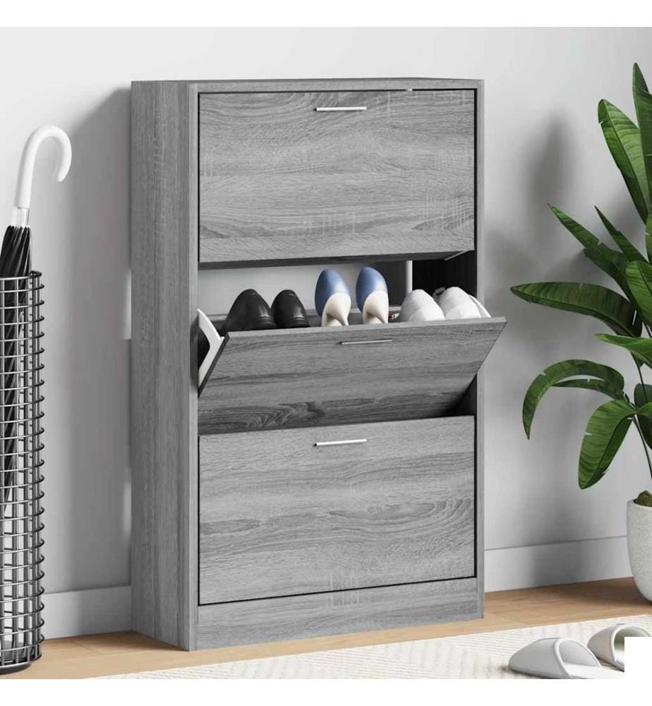 Armoire à chaussures Sonoma gris 63x24x103 cm Bois d'ingénierie