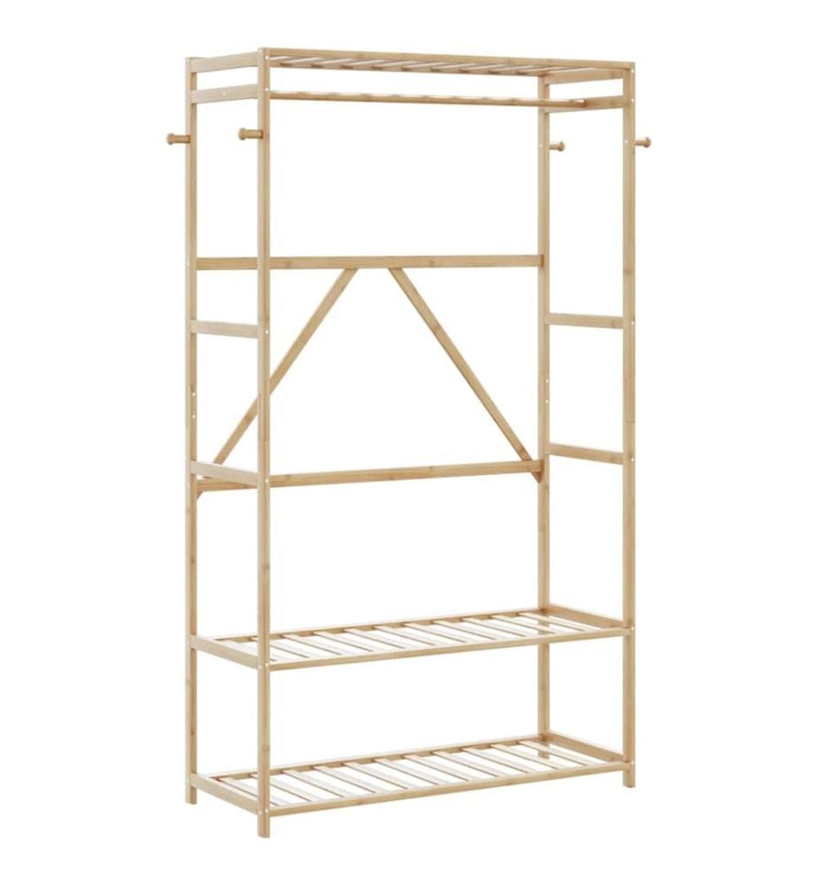 Porte-vêtement avec étagères 110x40x175 cm bambou