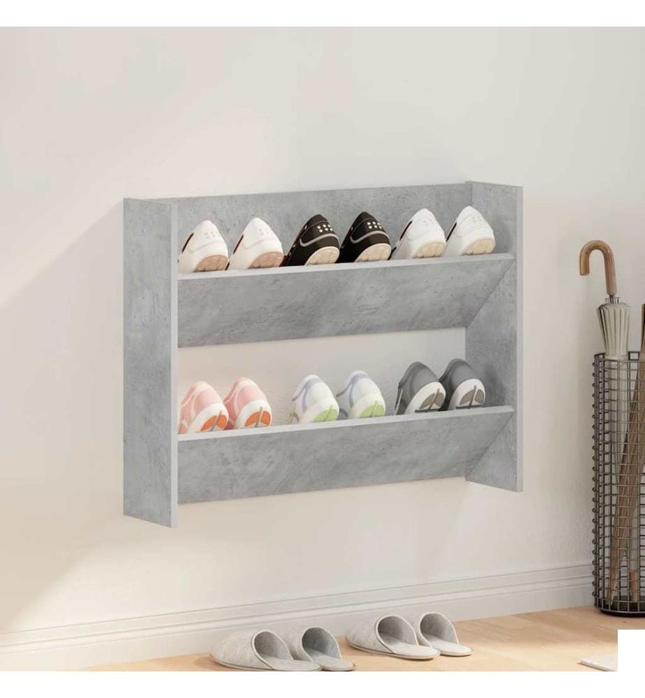 Armoire à chaussures murale Gris béton 80x18x60 cm Aggloméré