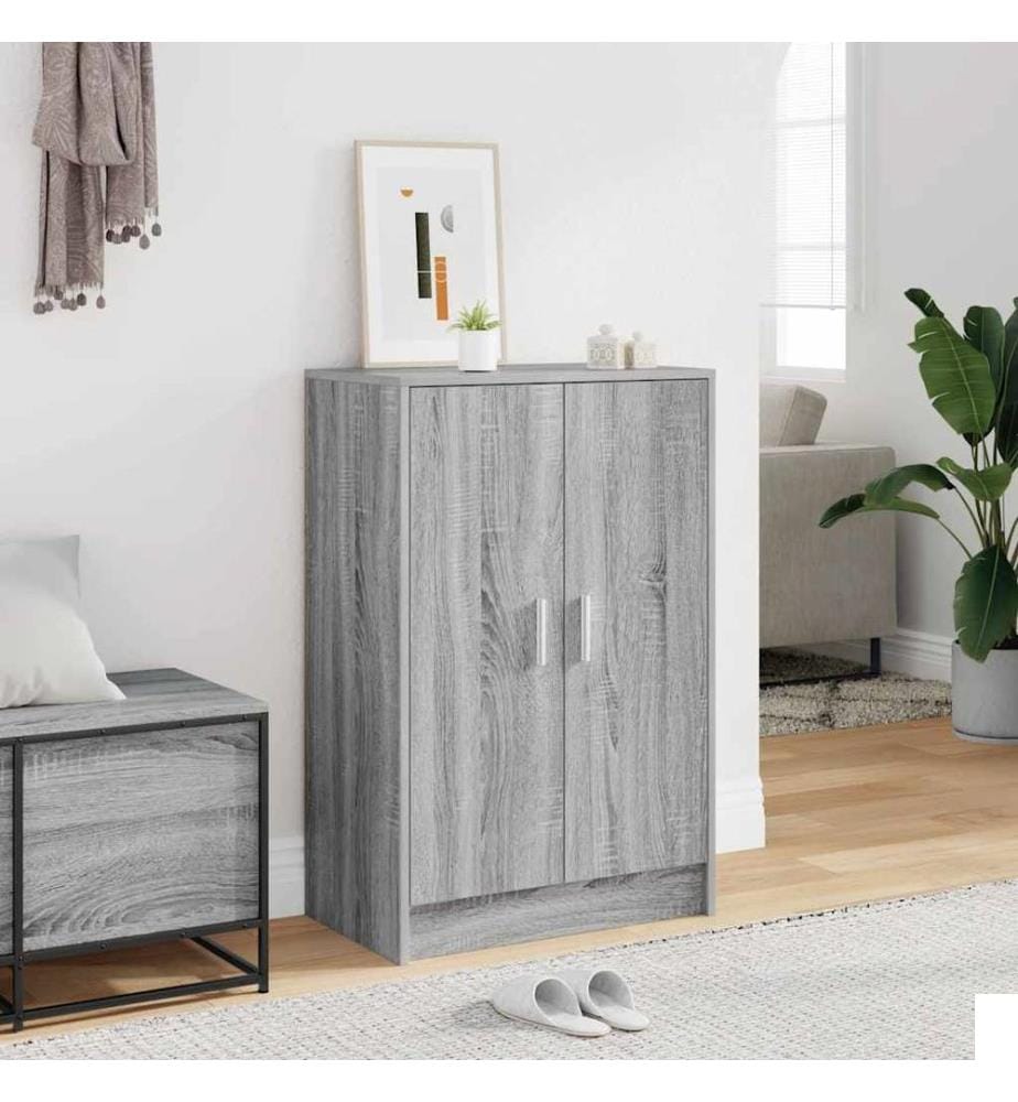 Meuble à chaussures Sonoma gris 60x35x92 cm Bois d'ingénierie