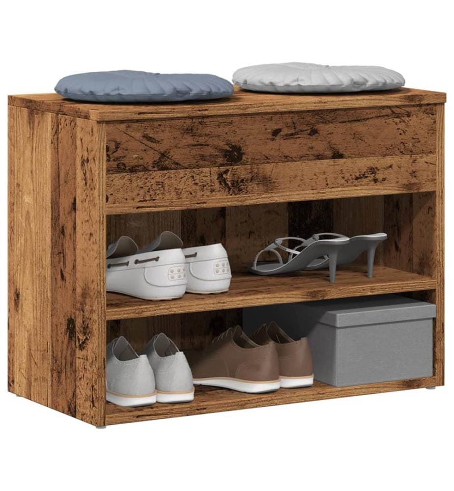 Banc à chaussures vieux bois 60x30x45 cm bois d'ingénierie