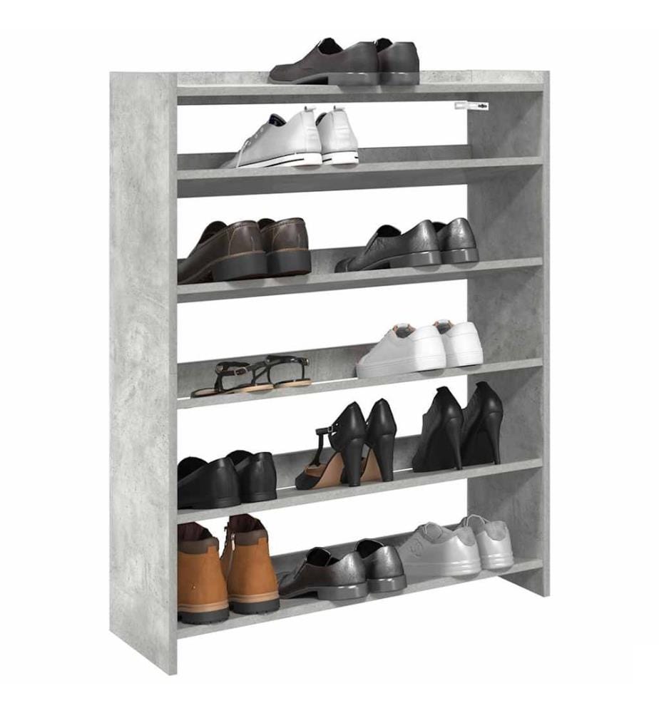 Étagère à chaussures gris béton 80x25x100 cm bois d'ingénierie