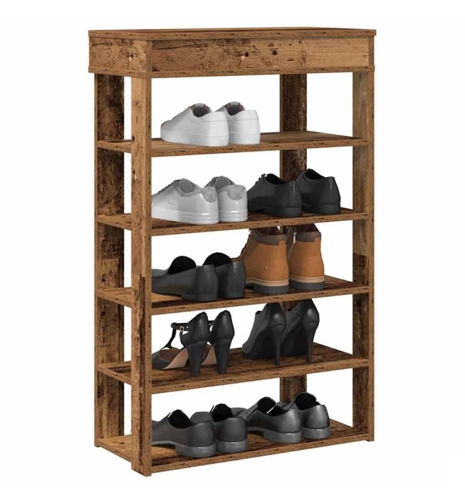 Étagère à chaussures vieux bois 60x30x98 cm bois d'ingénierie