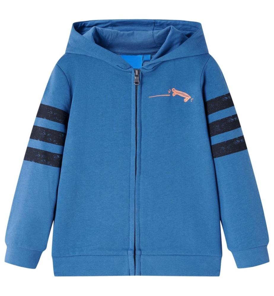 Sweatshirt à capuche fermeture éclair enfants bleu 128