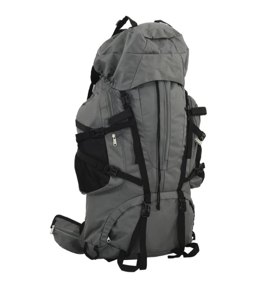 Sac à dos de randonnée gris 60 L tissu oxford