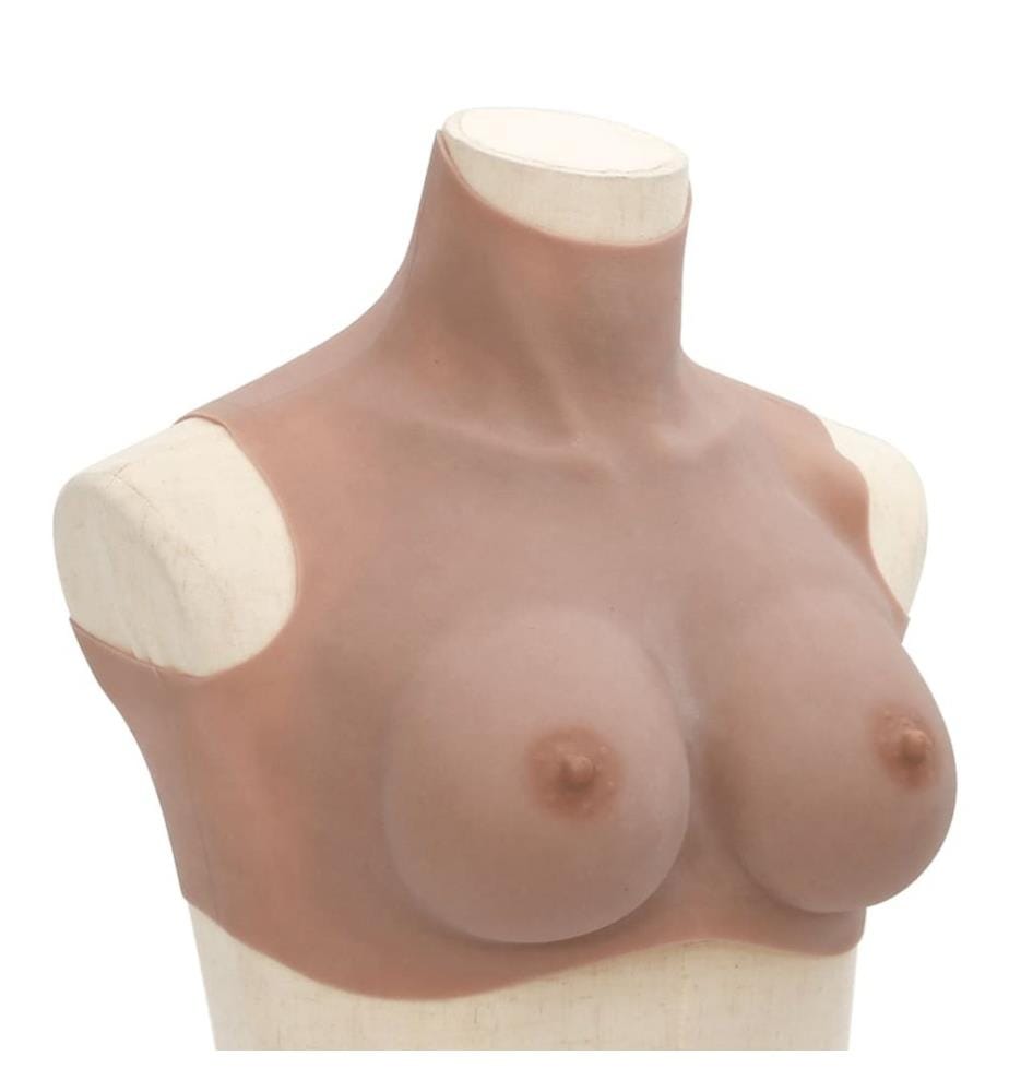 Plastron en silicone marron pâle coupe D