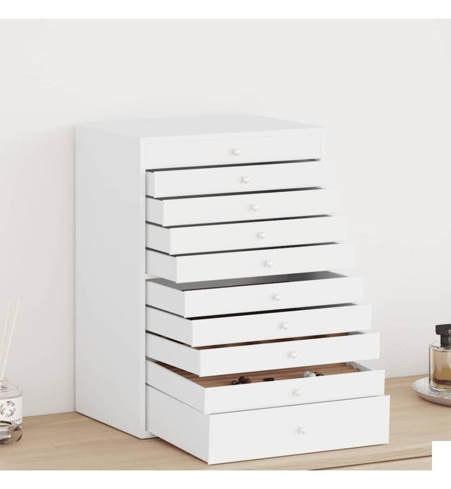 Coffret à bijoux 10 niveaux avec porte-montres Blanc 29 x 20,5 x 40,5 cm