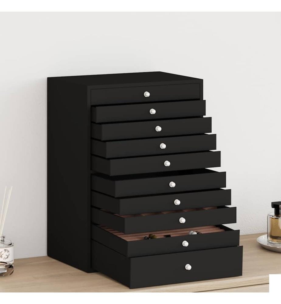 Coffret à bijoux 10 niveaux avec supports pour montres Noir 29 x 20,5 x 40,5 cm