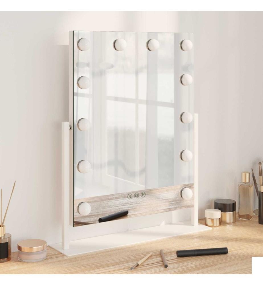 Miroir de Coiffure LED Blanc 44 x 10 x 53 cm Verre et acier