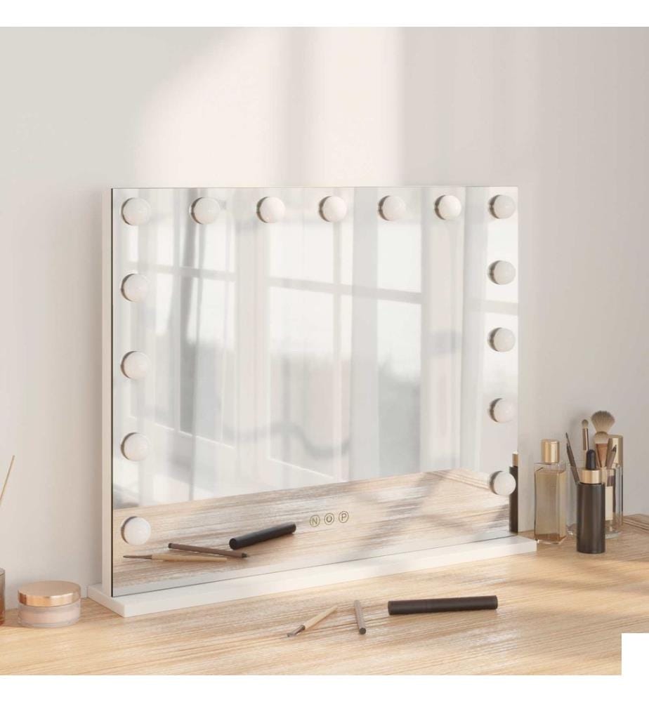 Miroir de Coiffure LED Blanc 58 x 10 x 47 cm Verre et acier