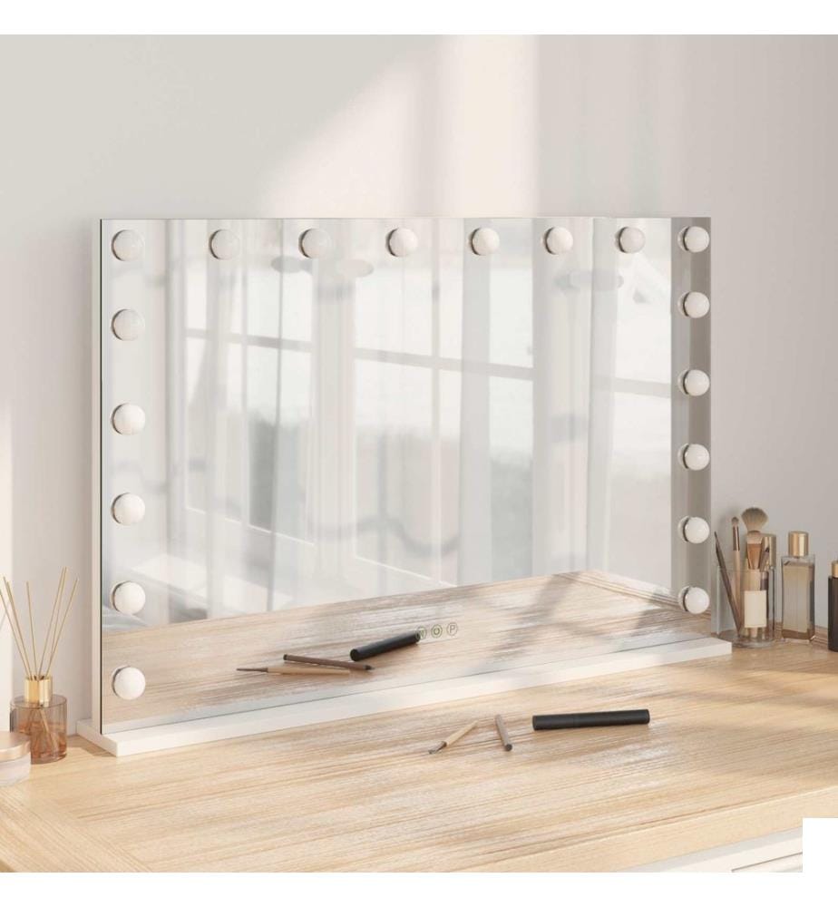 Miroir de Coiffure LED Blanc 80 x 10 x 52,5 cm Verre et acier