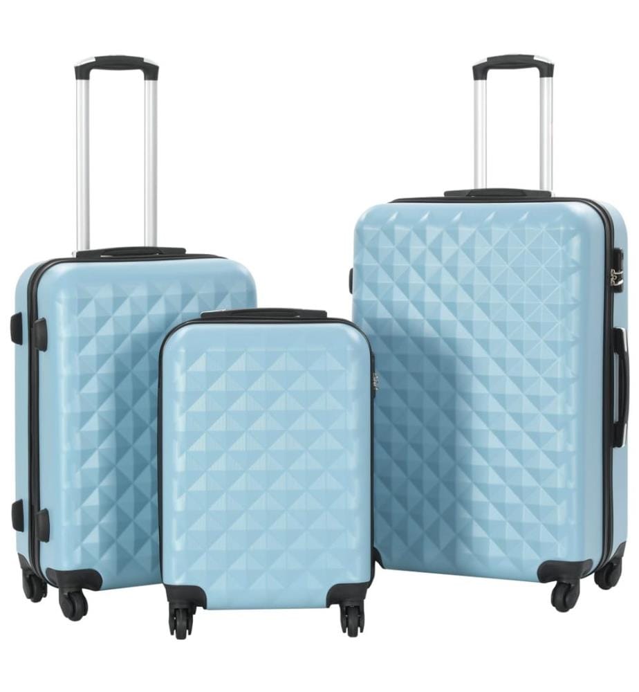 Valise rigide 3 pcs Bleu ABS