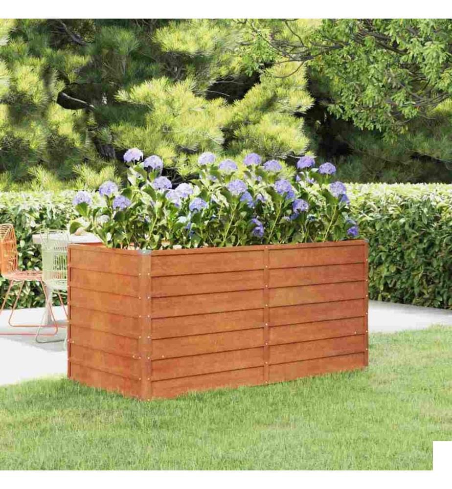 Lit surélevé de jardin rouillé 160x80x77 cm acier corten