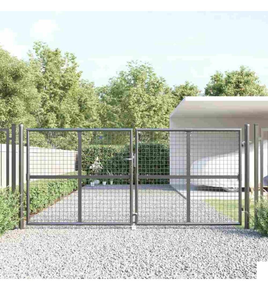 Portal de jardin maille anthracite 300x175 cm acier galvanisé
